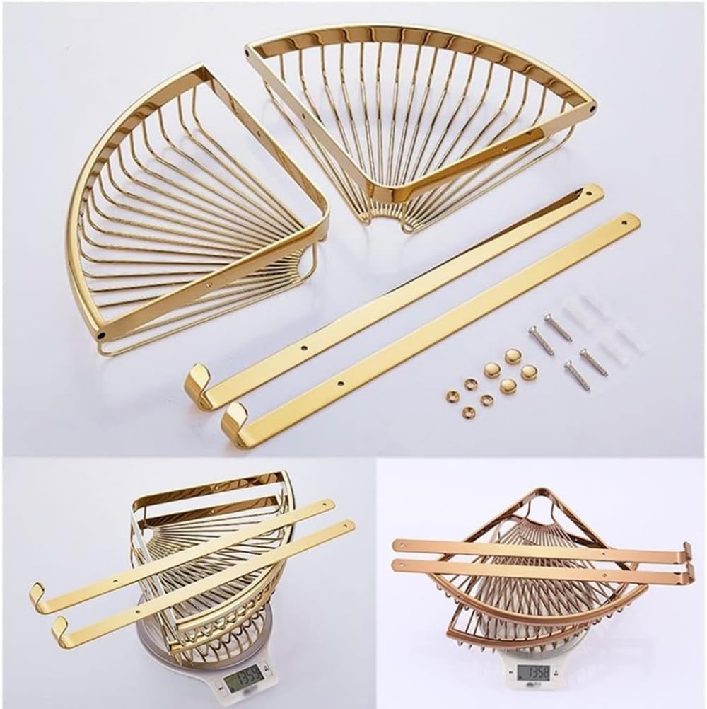 Corner Shower Caddy Floating Shelves Bathroom Shelfs Crystal Brass Storage Rack Shampoo Holder Bathroom Accessories Wall Mounted Kitchen Seasoning Bottles Holde Organizer Shelf-Gold 1 (Gold 1 )