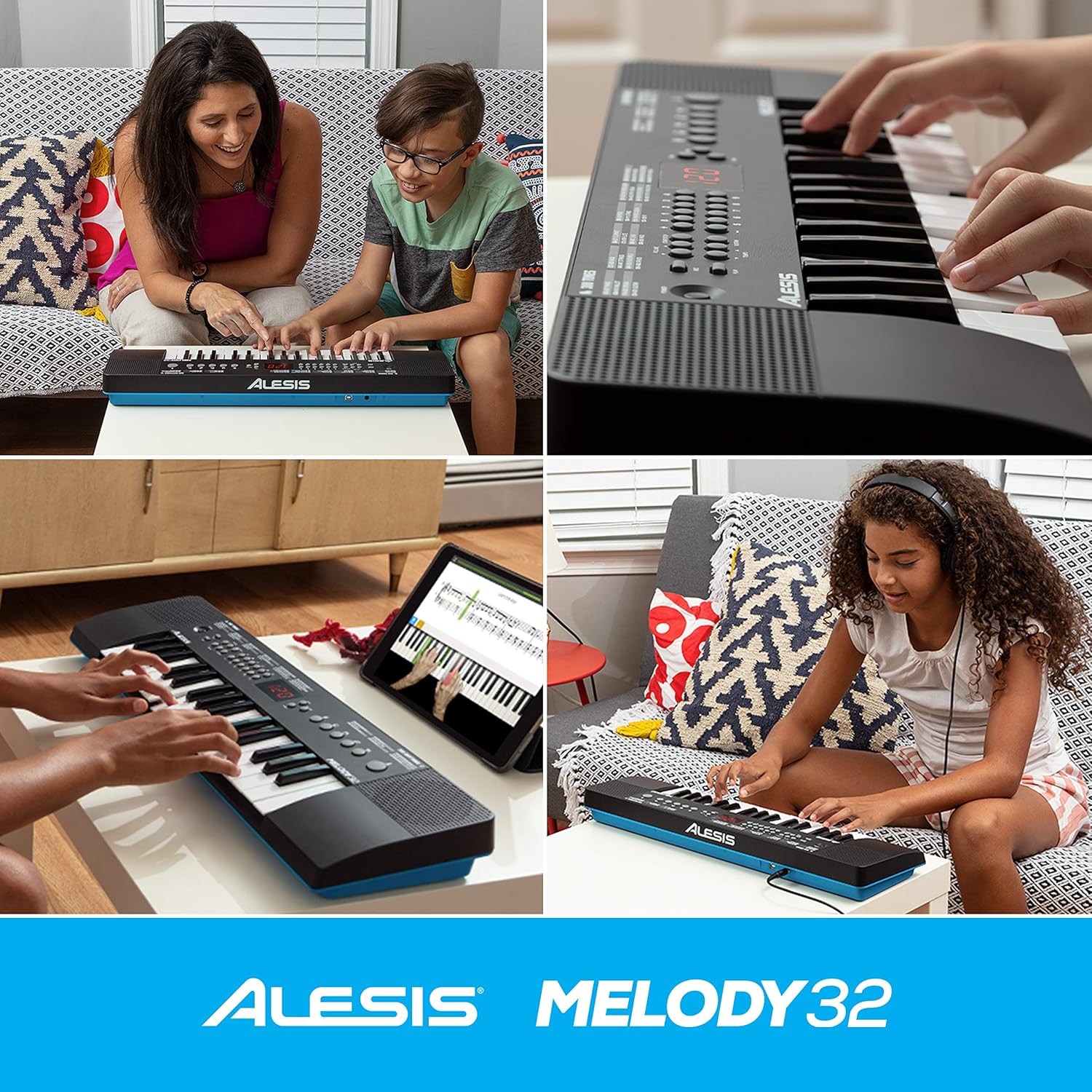 Alesis Melody 32 and M-Audio HDH40 – Electric Keyboard Digital Piano with 32 Keys, Speakers, USB-MIDI Connectivity, Headphones and Piano Lessons