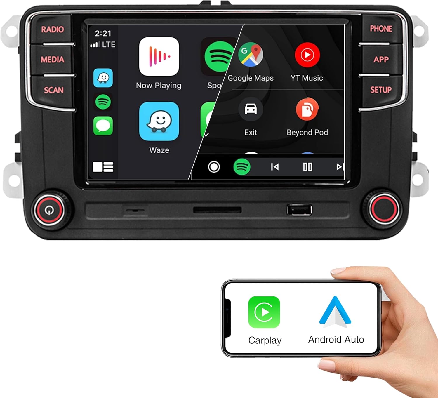 Car Stereo RCD360 PROII Carplay Android Auto Radio de Coche RCD330 Estéreo Car Stereo Bluetooth,FM,USB,SD,OPS for VW Golf MK5 MK6 Passat Jetta CC
