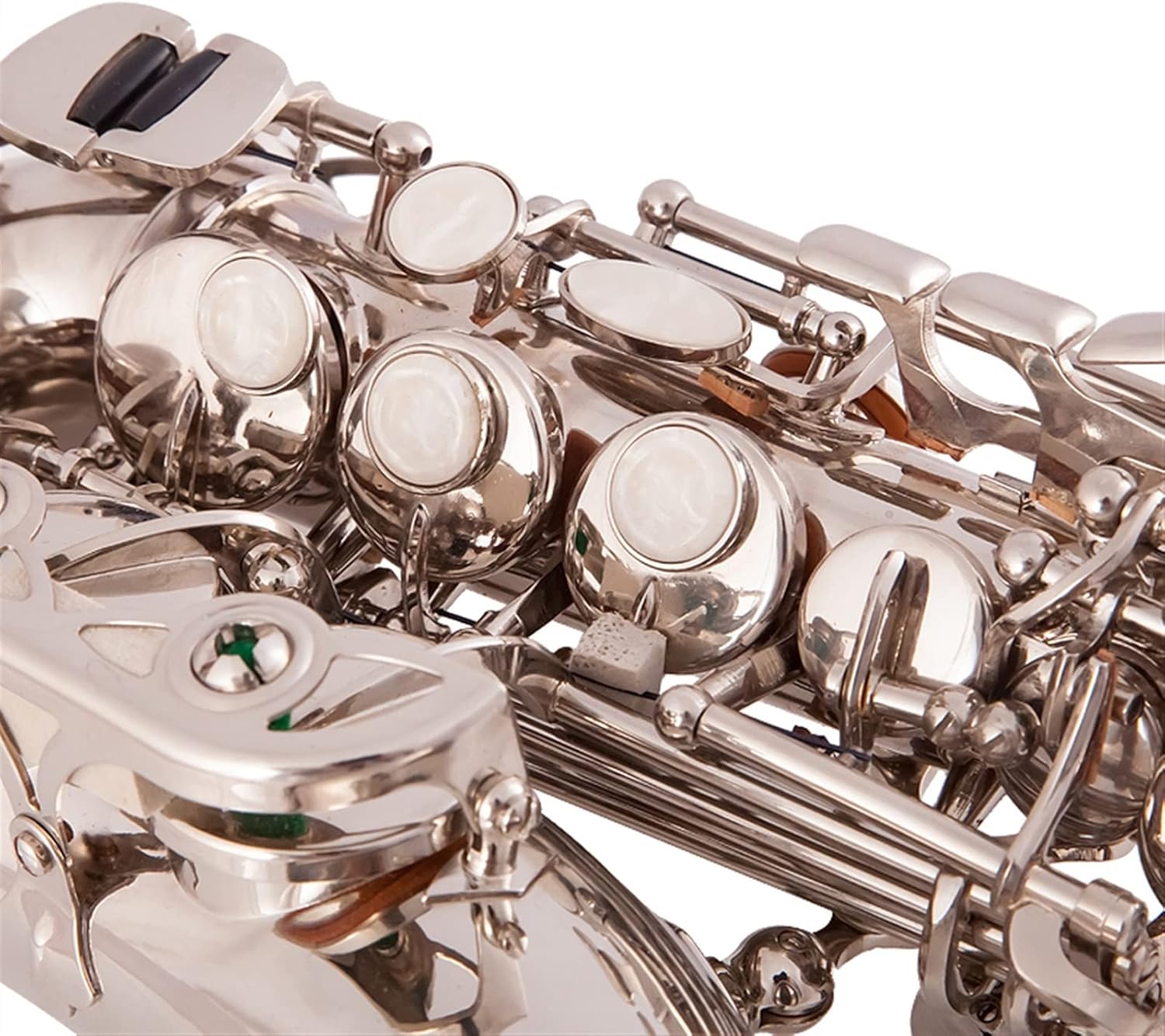 Brass Nickel Plating Carve Pattern Bb Saxophone Pearl White Shell Buttons Wind Instrument