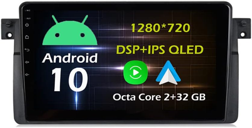 9''Android Car Stereo Radio for BMW E46 M3 Rover 75 Coupe 318/320/325/330/335 1998-2005 Octa Core Android 10.0 Touchscreen Headunit supports GPS Navigation Carplay Android Auto Bluetooth-2+32