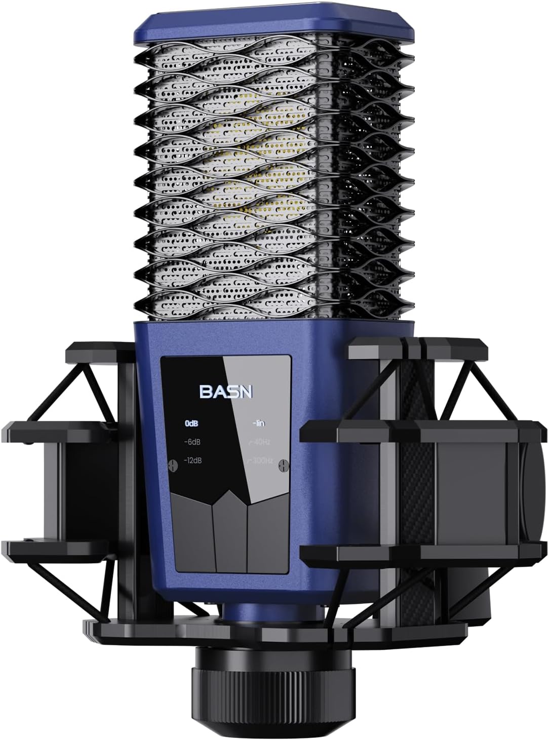 BASN BMS2 Cardioid Condenser Microphone, Large Diaphragm XLR Studio Recording Mic for Podcasting, Singing, Streaming (Blue)