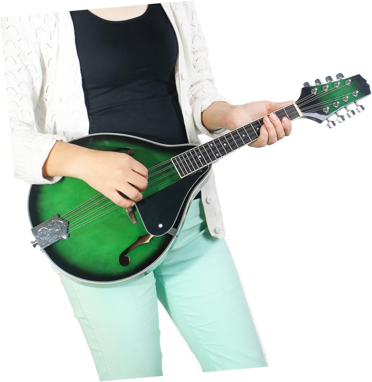 VICASKY String Basswood Mandolin Green Adjustable Bridge Steel Strings Natural Fingerboard Musical Instrument for Beginners and Stringed Instrument Enthusiasts