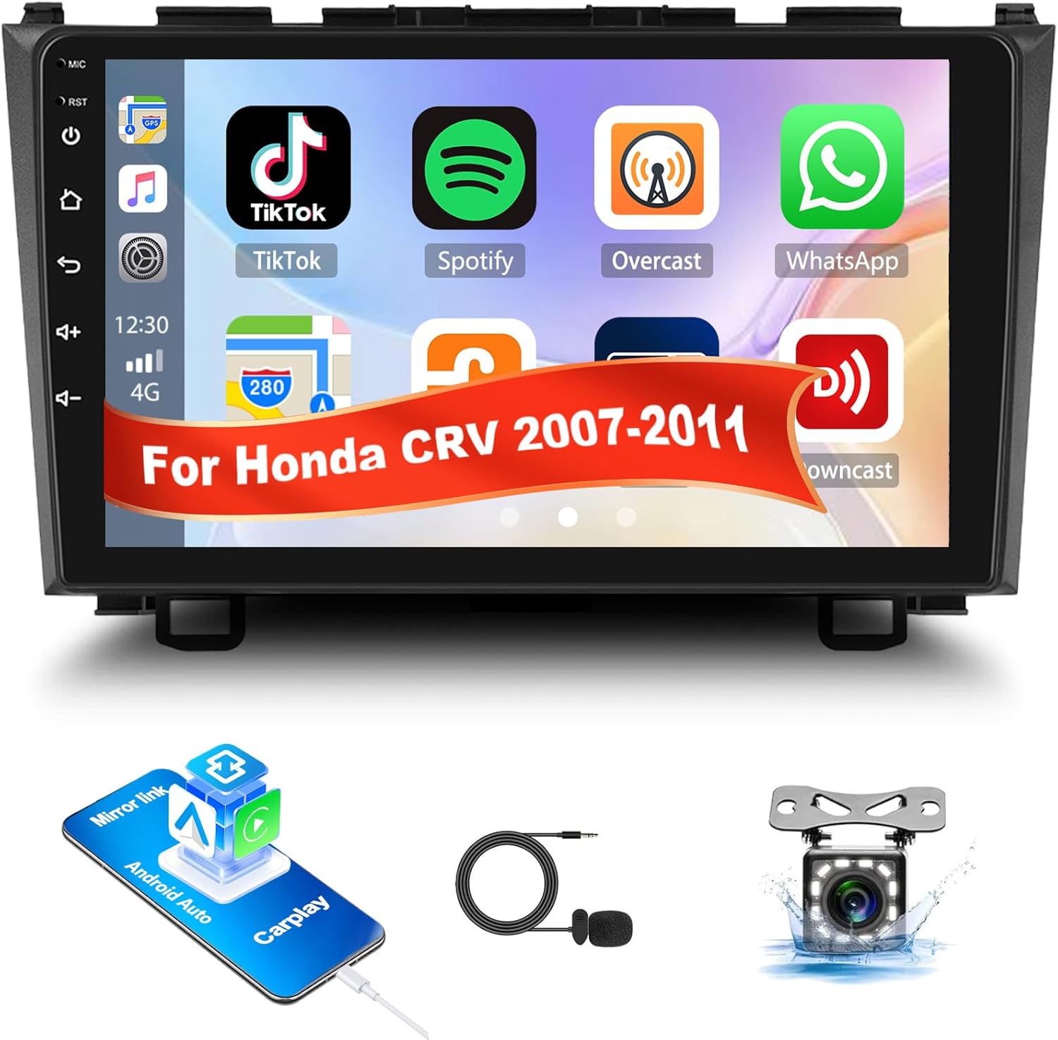 Car Stereo for Honda CRV 2007-2011 Car Radio,MP5 Player with Apple Carplay Android Auto Mirror Link, 9