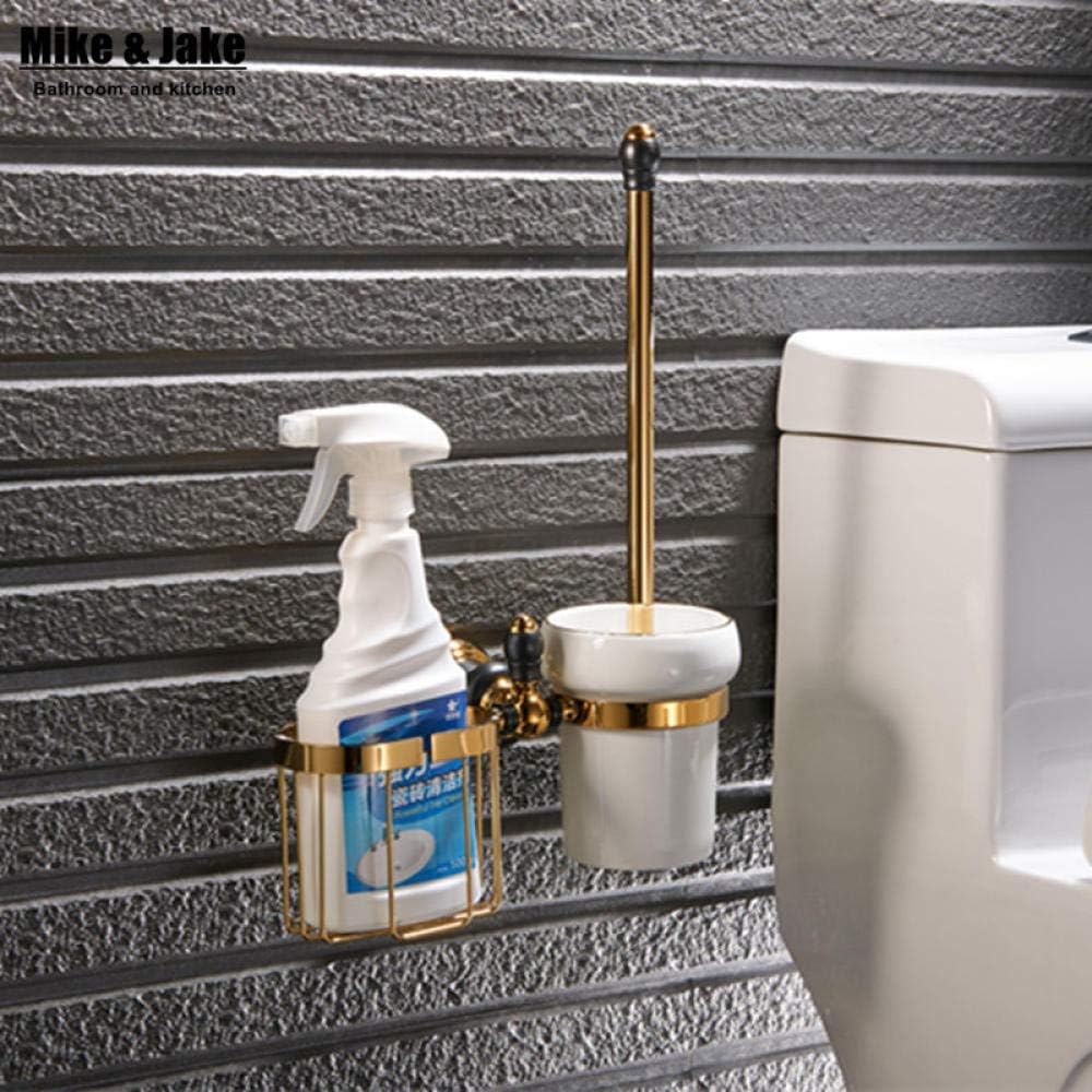 Toilet Brushes,Toilet Brush Golden Plated Finish Toilet Brush Holder with Shelf Household Bathroom Brush Holder Toilet Brush Kit Bathroom Accessories