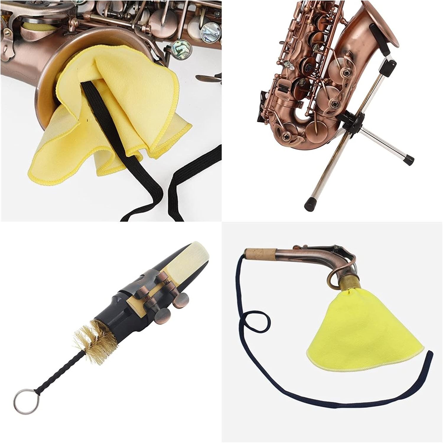 Red Antique Soprano Saxophone Bb Key Woodwind Instrument with Case Sax Stand Reed Gloves Cleaning Cloth Student Saxophone