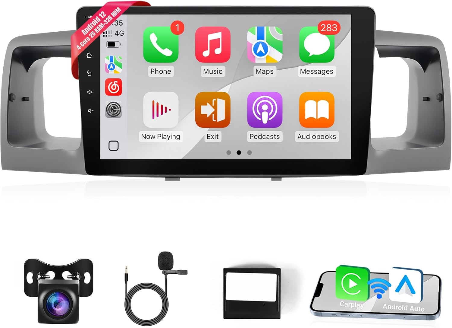 Leadfan JBL Car Radio for Toyota Corolla 2003 2004 2005 2006 2007 2008 Wireless CarPlay Android Auto 9