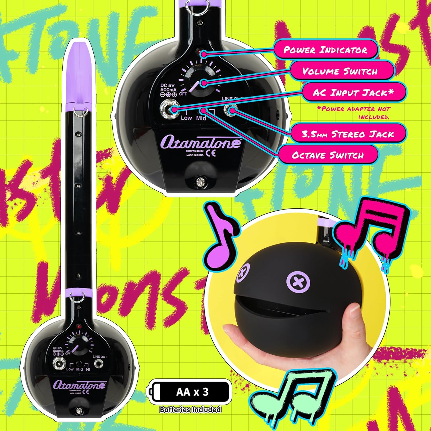 Otamatone Deluxe Electronic Musical Instrument for Adults Portable Synthesizer Digital Electric Music from Japan by Maywa Denki Cool Stuff Gifts, Monster (Violet) [English Manual]