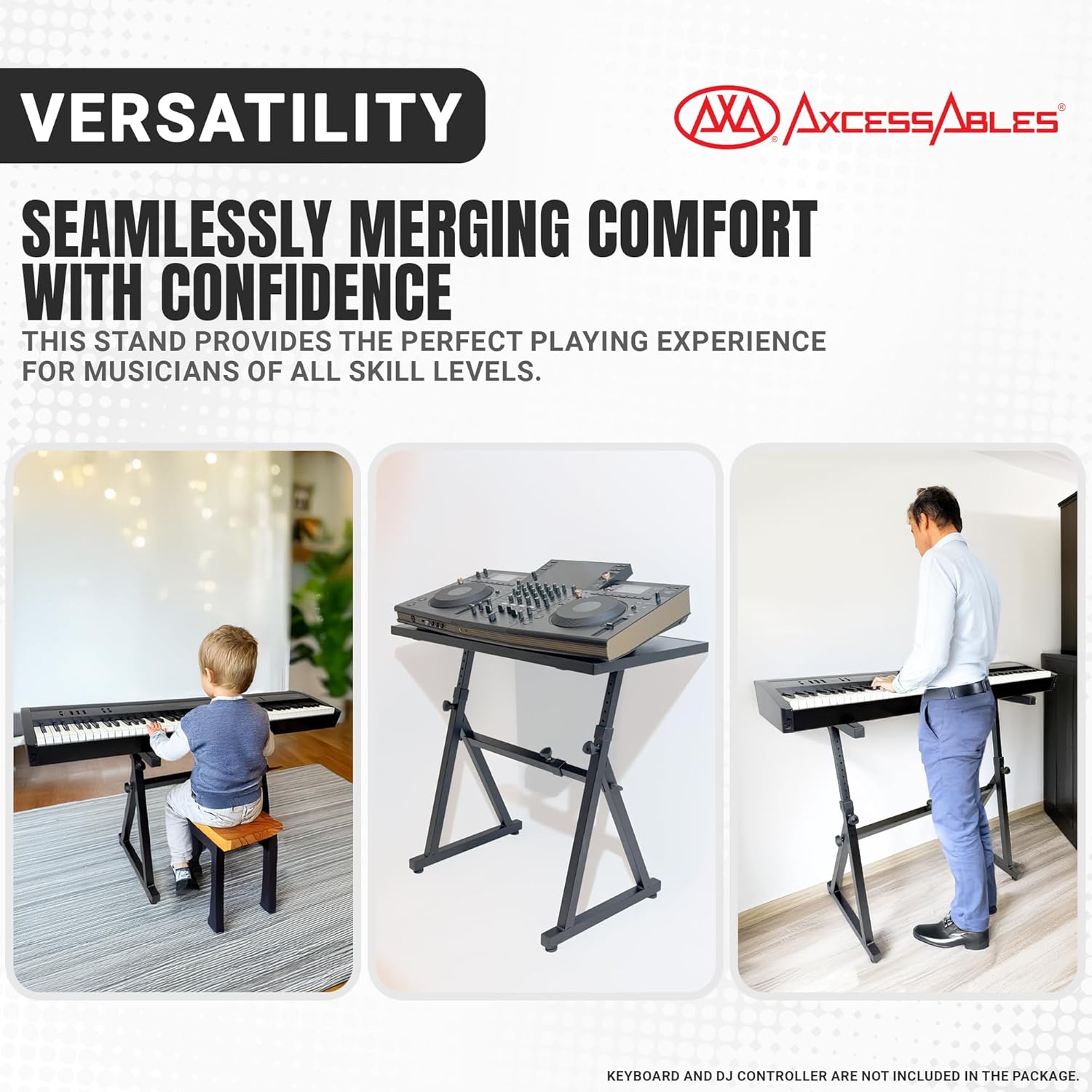 AxcessAbles Adjustable Piano Keyboard Stand and DJ Controller Desk – Removable 36