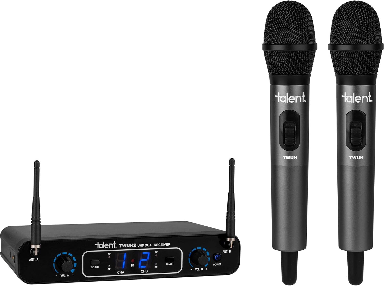 Talent TWUH2 Wireless UHF Dual Handheld Microphone System