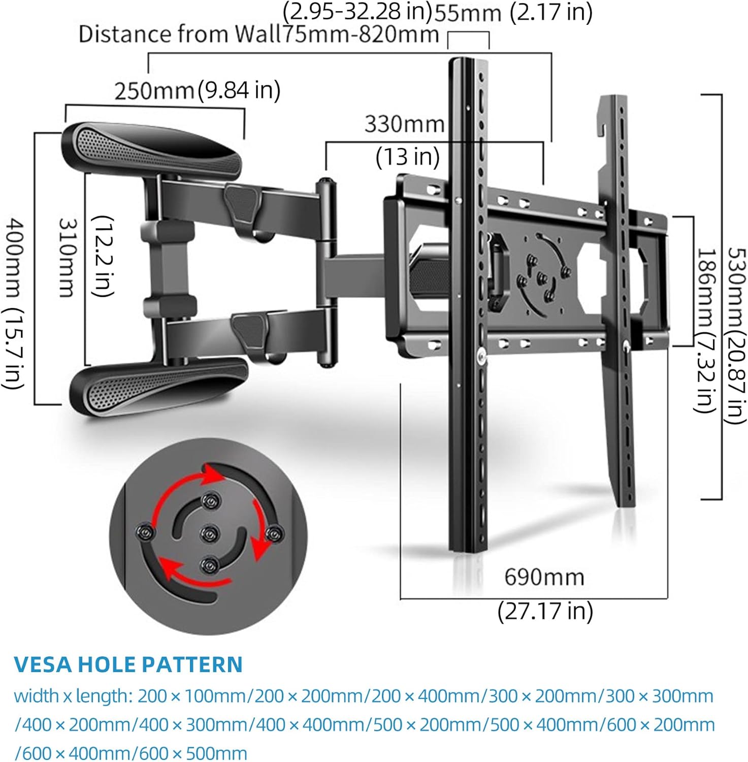 TV Wall Mount Vertical Supports 40-80