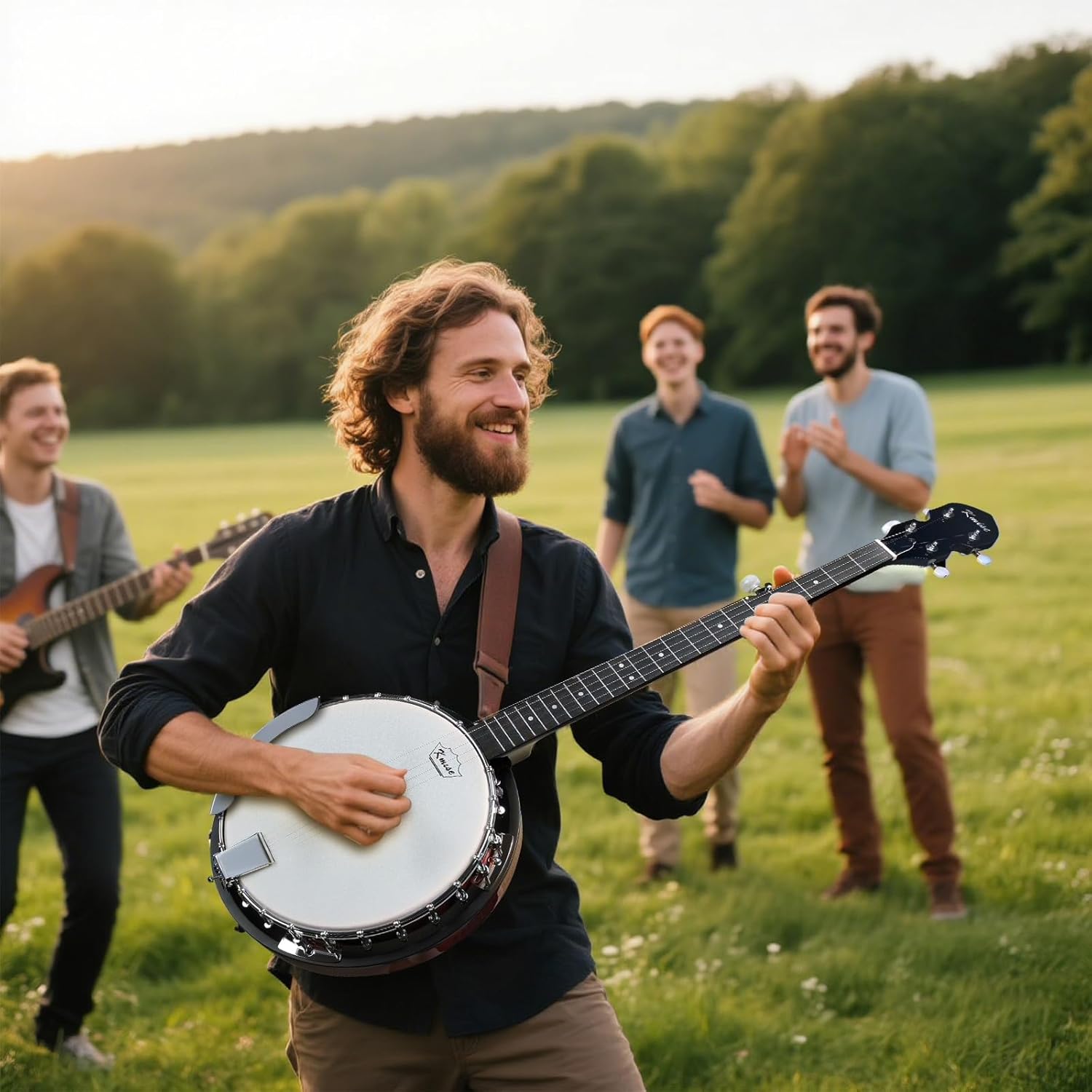 Kmise Banjo 5 String Banjos,Professional Full Size 38 Inch Open or Closed Back With Resonator, Bridge, Strings Pack, Finger Picks, Strap, Case, Tuner Accessories Set Gift Choice for Adults Beginner