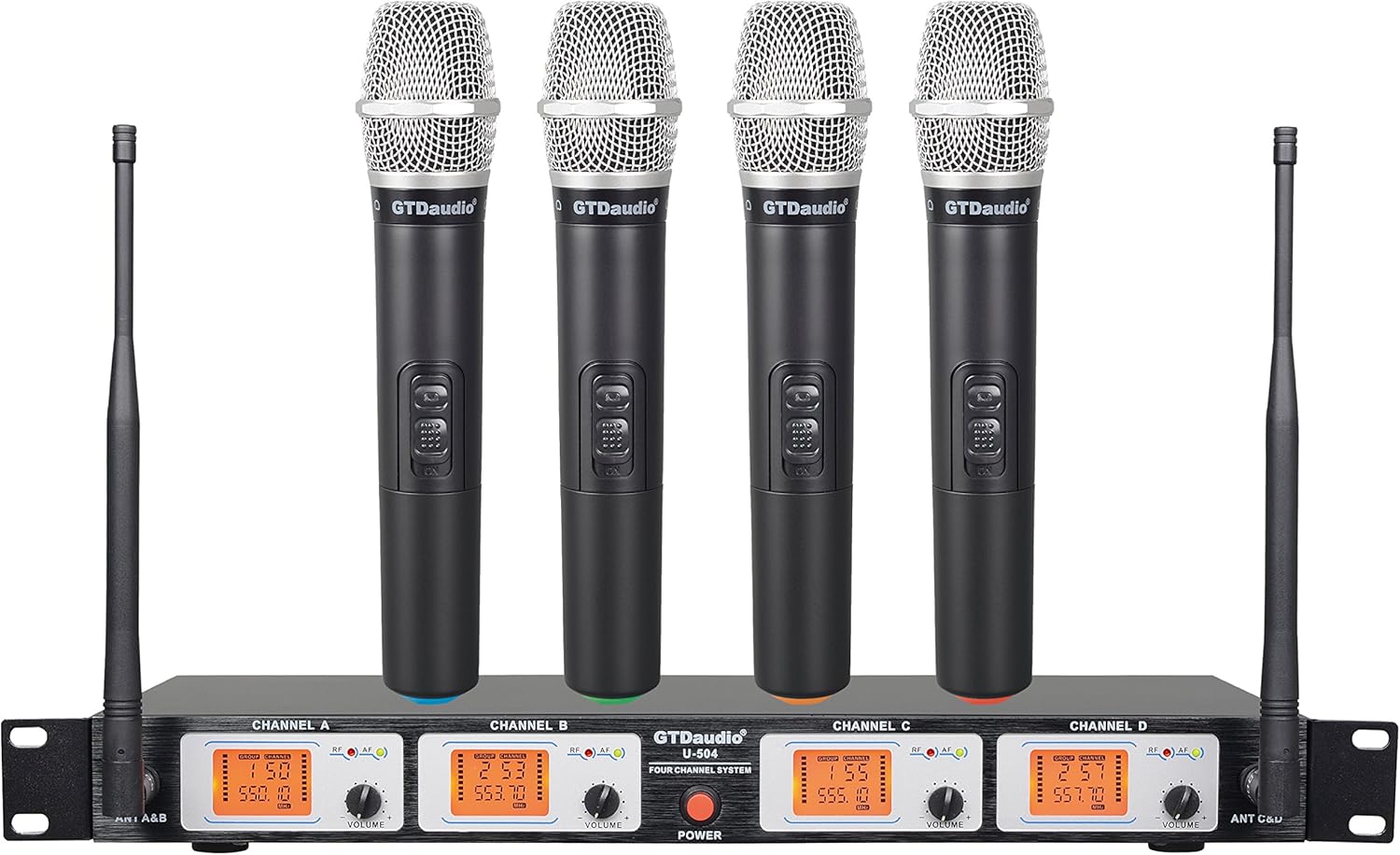 GTDaudio UHF Wireless Microphone System with 4 Hand held mics 504H