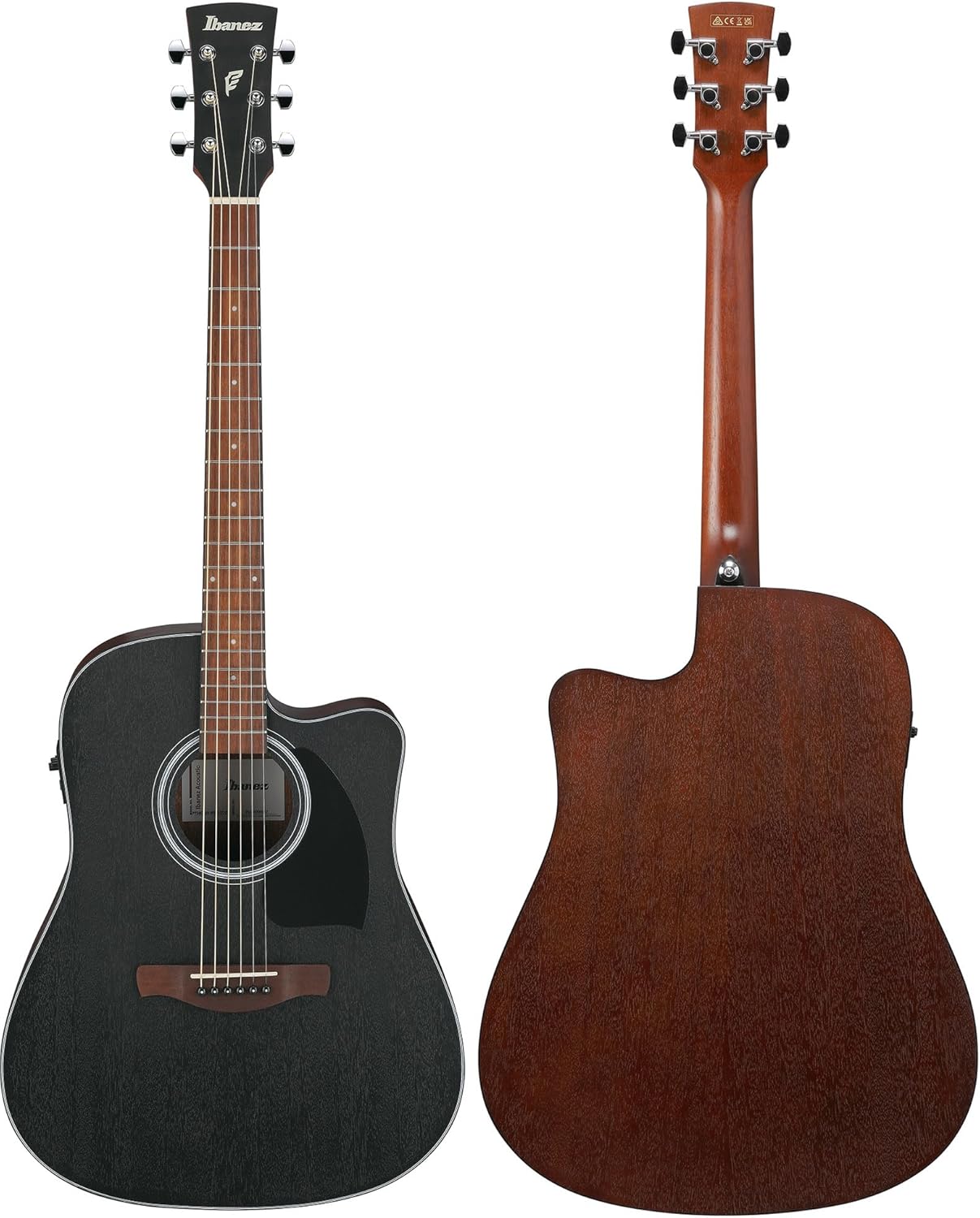 Ibanez PF54CE PF Performance Dreadnought Acoustic-Electric Guitar - Weathered Black Bundle with Gig Bag, Tuner, Strap, D'Addario Strings, Picks, Austin Bazaar Instructional DVD, and Polishing Cloth