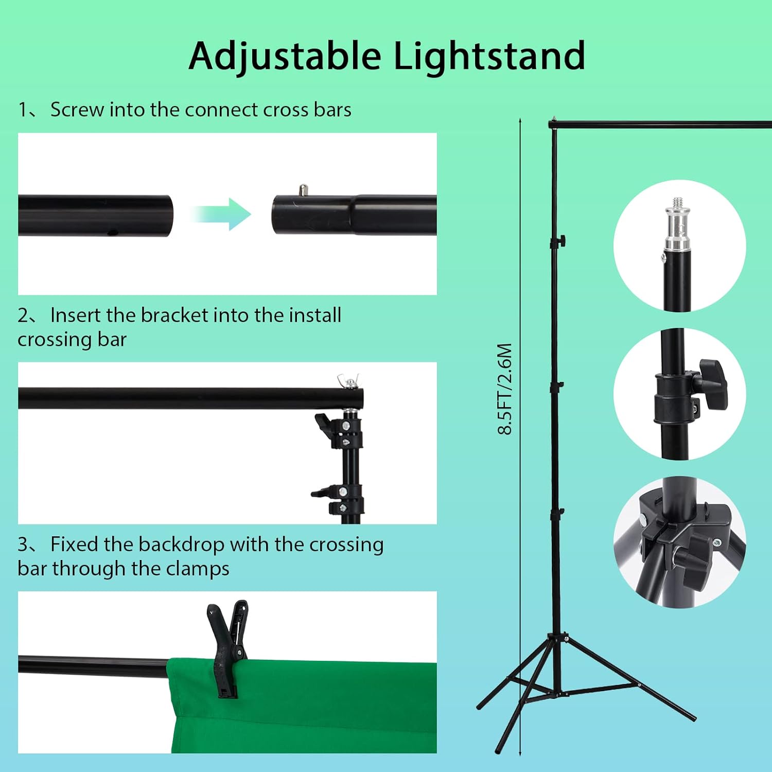 PioneerWorks Photography Lighting kit with Backdrops, 8.5ftx10ft Backdrop Stand, 5 tripod stands and Bulb, Umbrella Softbox Continuous Lighting, Photo Studio Equipment for Portrait Product Photo Shoot