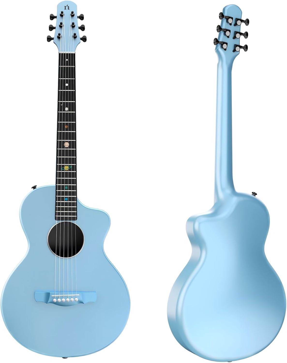 Natasha Asteroid Carbon Fiber 38-inch Folk Guitar（Ocean Blue）,Acoustic Guitars/Travel Guitars,Integrated Casting With Carbon Fiber Composite Material, light and portable.