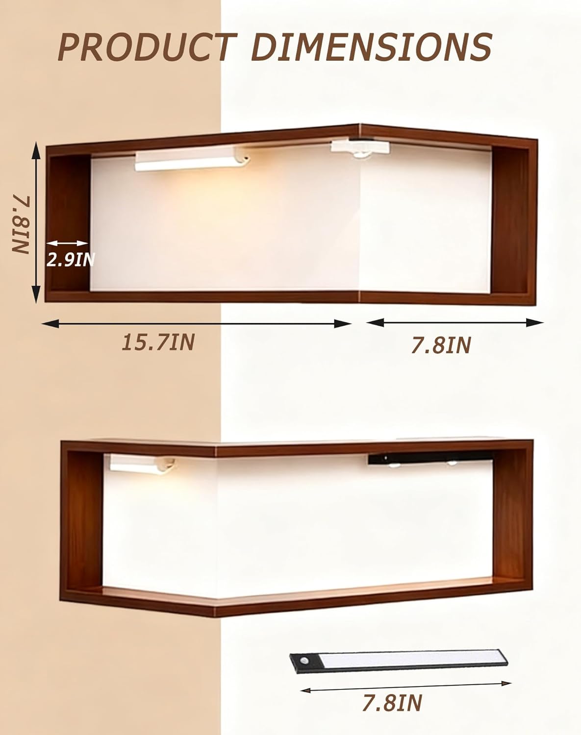 Smart Corner Shelves That Light up Your Space, Illuminated Corner Shelf with Remote, No-Drilling Illuminated Corner Blind Boxes Shelf, Floating Corner Shelves for Wall,For Collectibles(3, With lights)