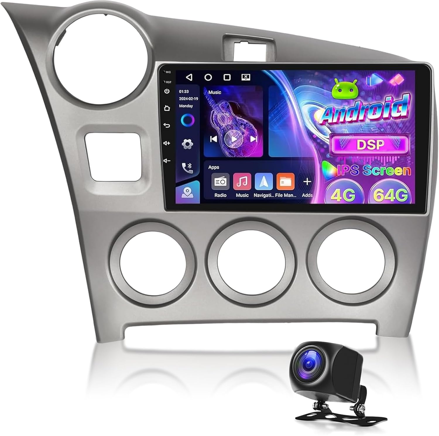 [4+64G] Upgrade Car Stereo for Toyota Matrix 2009-2014: 9 inch IPS Touchscreen Android Radio - Wireless Carplay & Android Auto, 5G/WiFi, Custom Homepage, Multiple UI, DSP/EQ, SWC + AHD Backup Camera