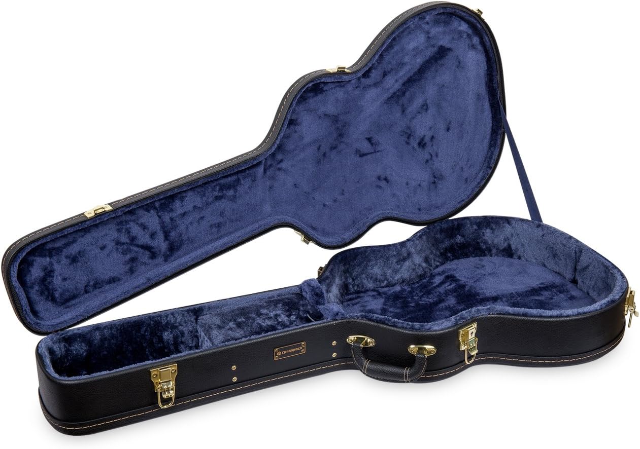 Crossrock Wooden Case for 335 Style 6-String Semi-Hollow Electric Guitars, Black (CRW600SABK)