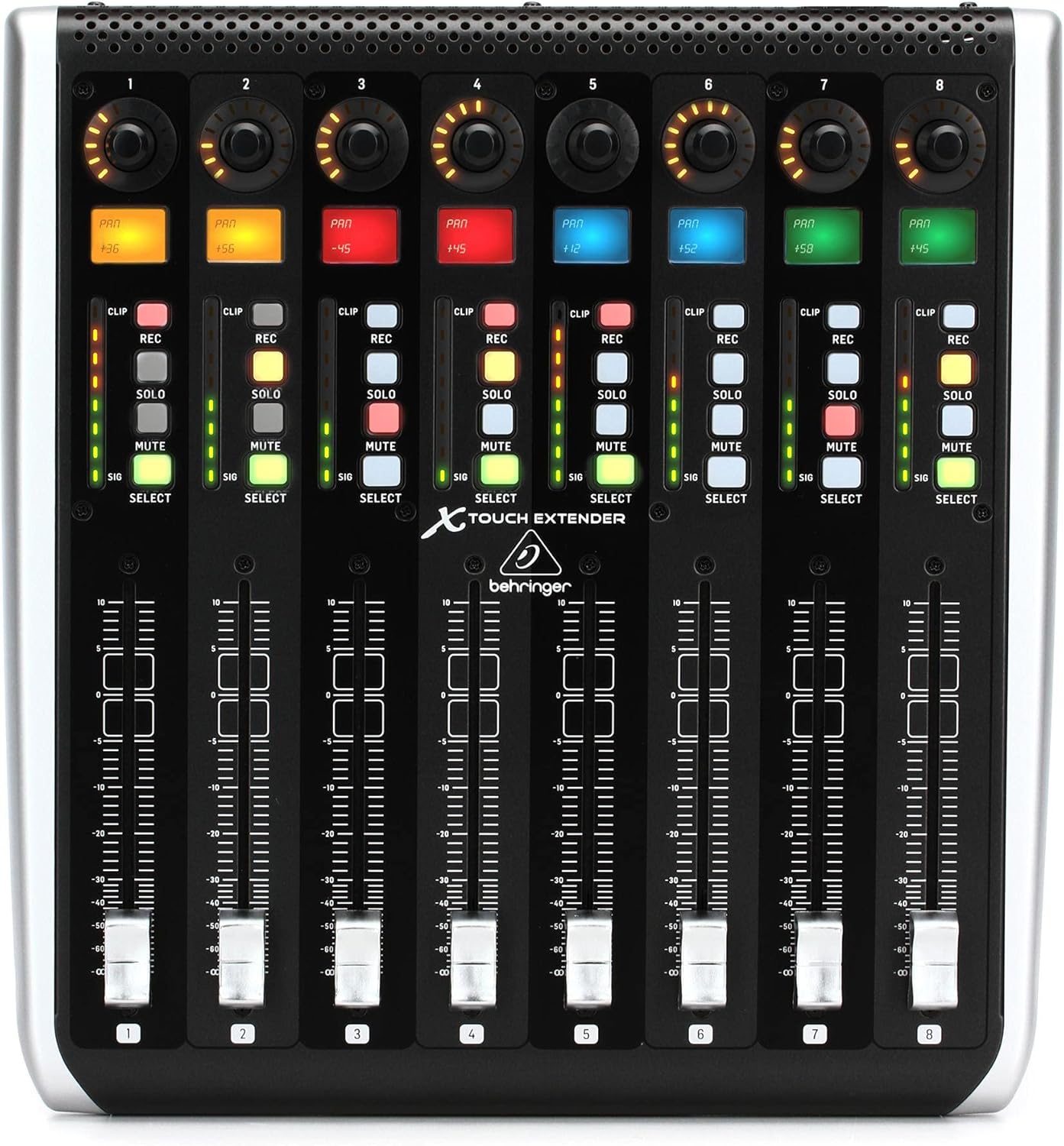 Behringer X-TOUCH EXTENDER X-TOUCH EXTENDER with 8 Touch-Sensitive Motor Faders, LCD Scribble Strips, USB Hub and Ethernet/USB Interfaces