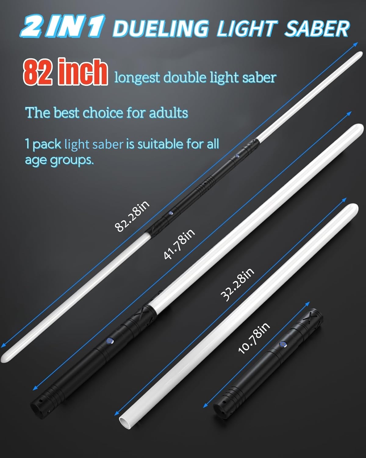 Lorsaberus Light Saber for Adult 2 in 1 Dueling Light Sabers for Kids 41 inch Metal Light Saber with 12 RGB Colors Real Light Sabers Toys for Christmas Halloween Cosplay Birthday Gift 2 Packs