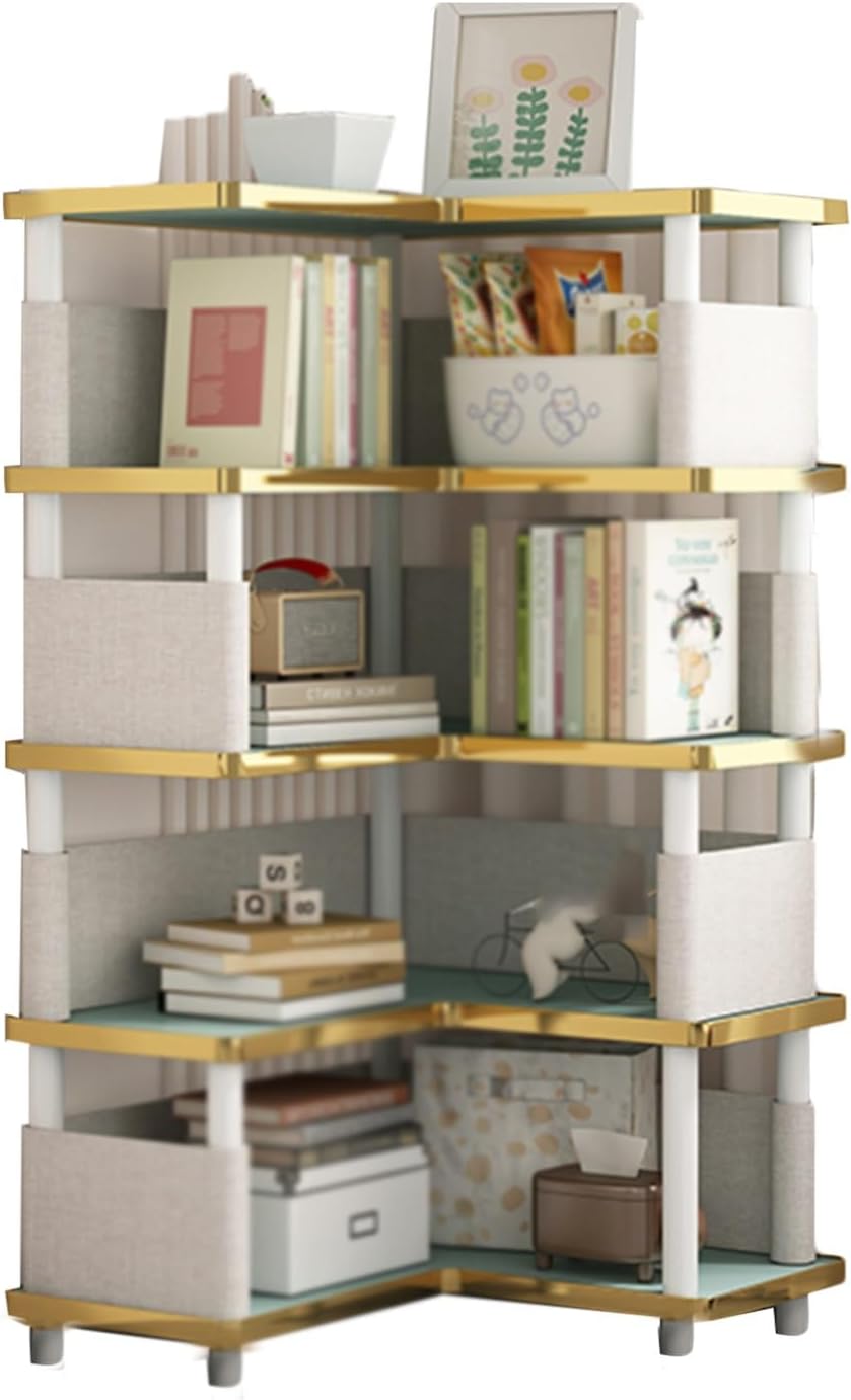 Corner Bookshelf,4-6 Floors Shelf Bookcase,Large Corner Cupboard,The Structure is Solid,No Shaking,Large Storage,Can Store More Books(18.50x18.50x35.23in) ()