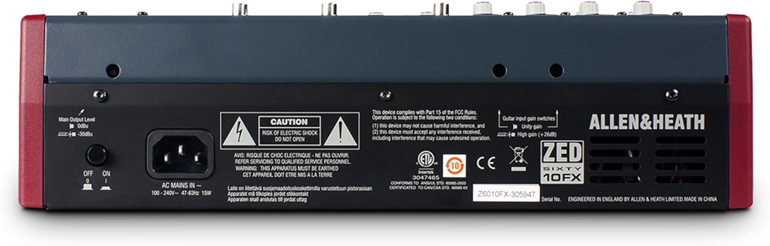 Allen & Heath ZED60-10FX - Touring Quality Audio Mixer with 2 Mic/Line, 2 Mic/Line/DI, 3 Stereo Line, Onboard FX and USB I/O (AH-ZED60-10FX)