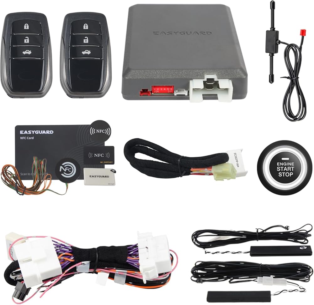 EASYGUARD EC002PP-T2-A0410 CAN Bus PKE Remote Starter, Passive keyless Entry, Fit for Key Start Gas Engine Toyota Corolla & RAV4 09-13/ Land Cruiser FJ Prado 10-17/ 4runner 13-17
