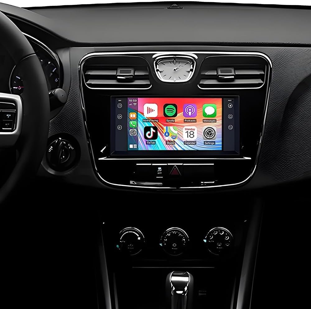 Double Din Car Stereo Radio Upgraded for 2011-2014 Chrysler 200 GPS Navi Head Unit 7 inch Touch Screen Android 14 Support Wireless Carplay Android Auto-/FM/SWC/WiFi/Bluetooth/Camera