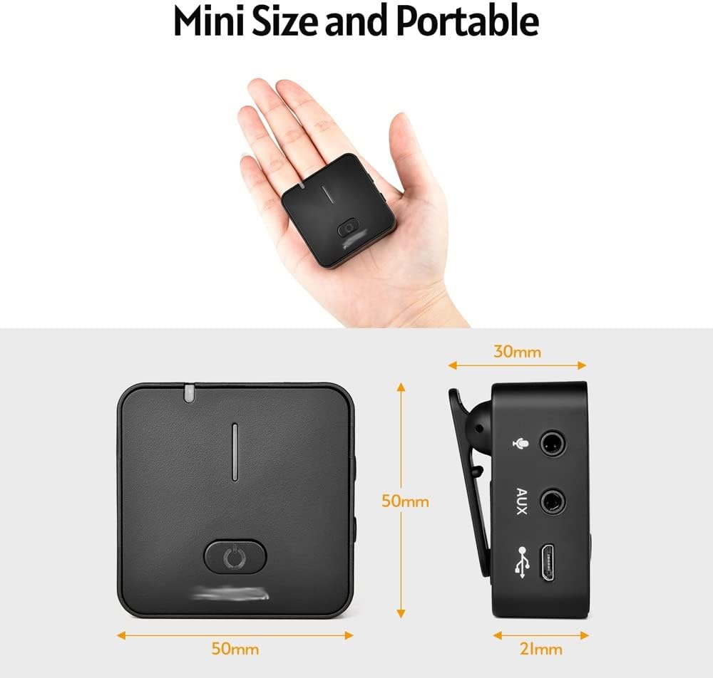 2.4G Recording Microphone Transmitter Receiver Clip-on Lavalier Mic for Smartphone Camera Video