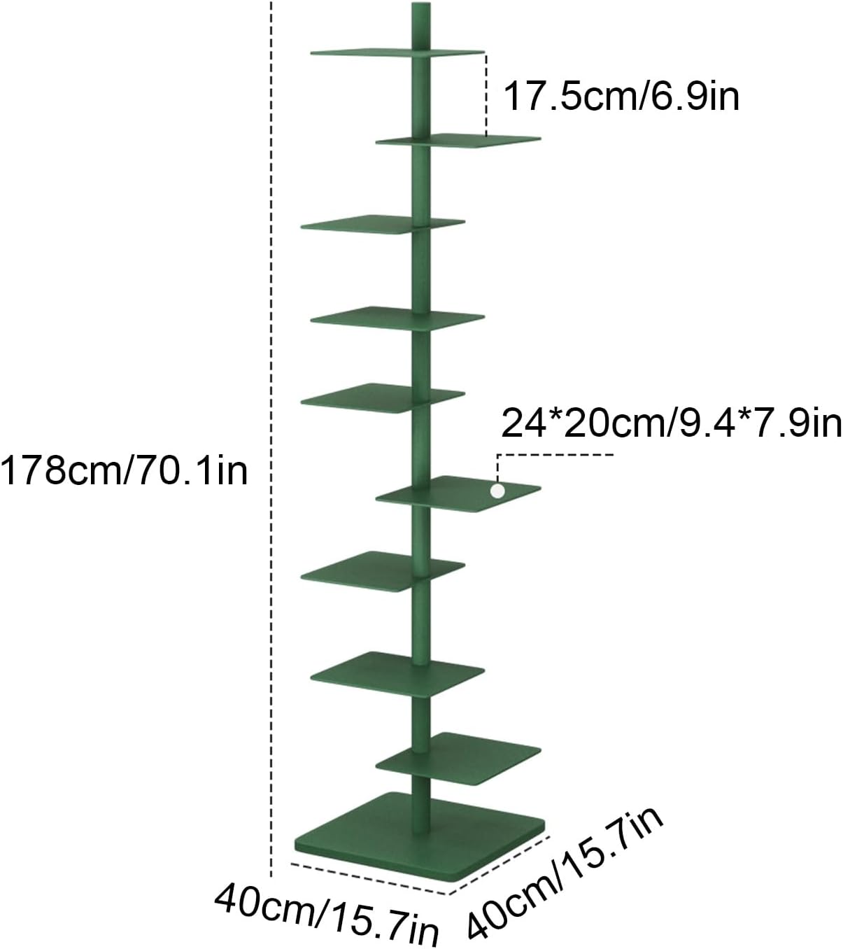 9 Tier Metal Spine Bookshelf Tower, Vertical Bookshelf, Adjustable Vertical Spine Book Tower Floor, Tall Open Display Storage Organizer for Study Room, Living Room(White)