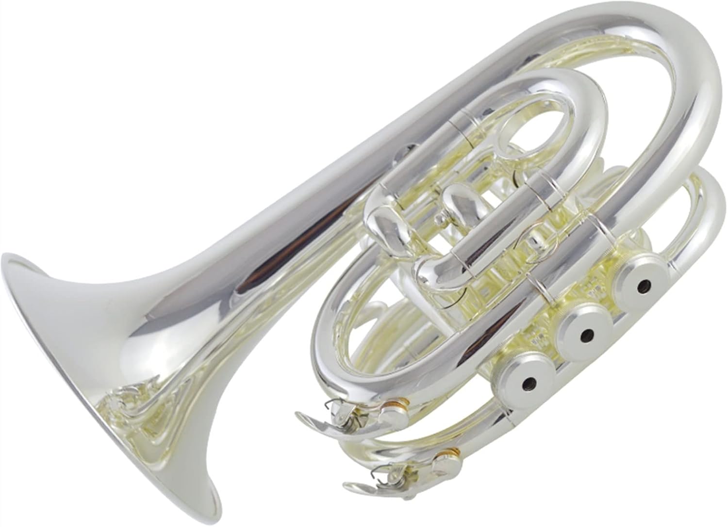 KESHUO Hand Pocket Size Portable Trumpet Instrument B Flat Silver Plated Wind Instrument Trumpets