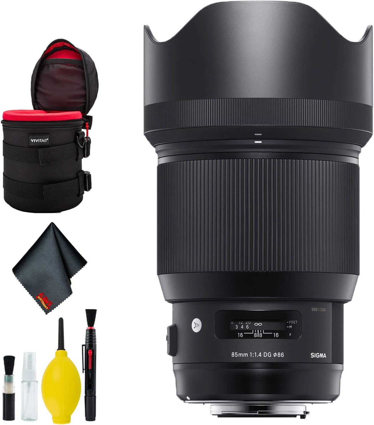 Sigma 85mm f/1.4 DG HSM Art Lens for Nikon F Mount (USA) Deluxe Bundle with Padded Lens Case and 6AVE Camera Lens Cleaning Kit