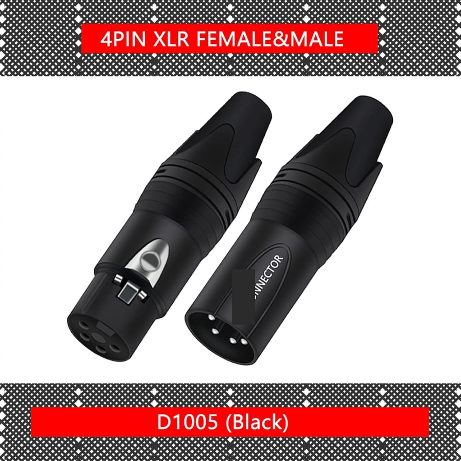 4 Pin X L R Male/Female M I C Cable Wire Connector 4 Pole XLR Plug Microphone Jack Socket 56Pcs (Color : 28xM 28xF 4P Black)