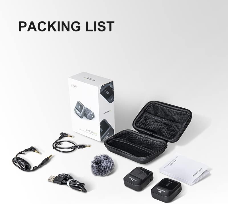 Zerobyte Compact Wireless Microphone System, 2.4G radio microphone SLR clip mobile phone camera live interview recording collar wireless condenser microphone