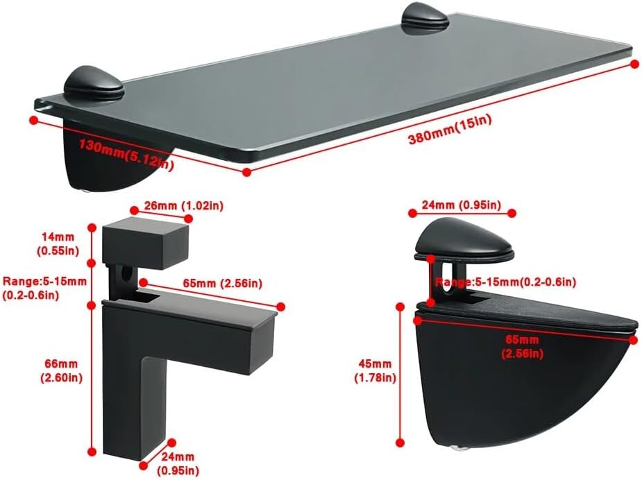 Shower Caddy 2021 Bathroom Glass Shelf, Shower Shelf, Wall Mount Storage 7MM Tempered Glass Shelf Bracket, Bathroom Accessory Bathroom Organizer (Color : D)