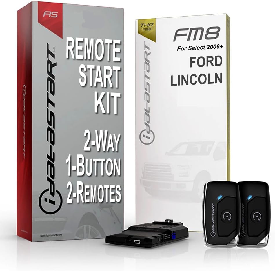 iDataStart Remote Starter KIT for Select Ford/Lincoln Vehicles 2006+ w/3000ft Range (2-Way, 1-Button, 2-Remotes)