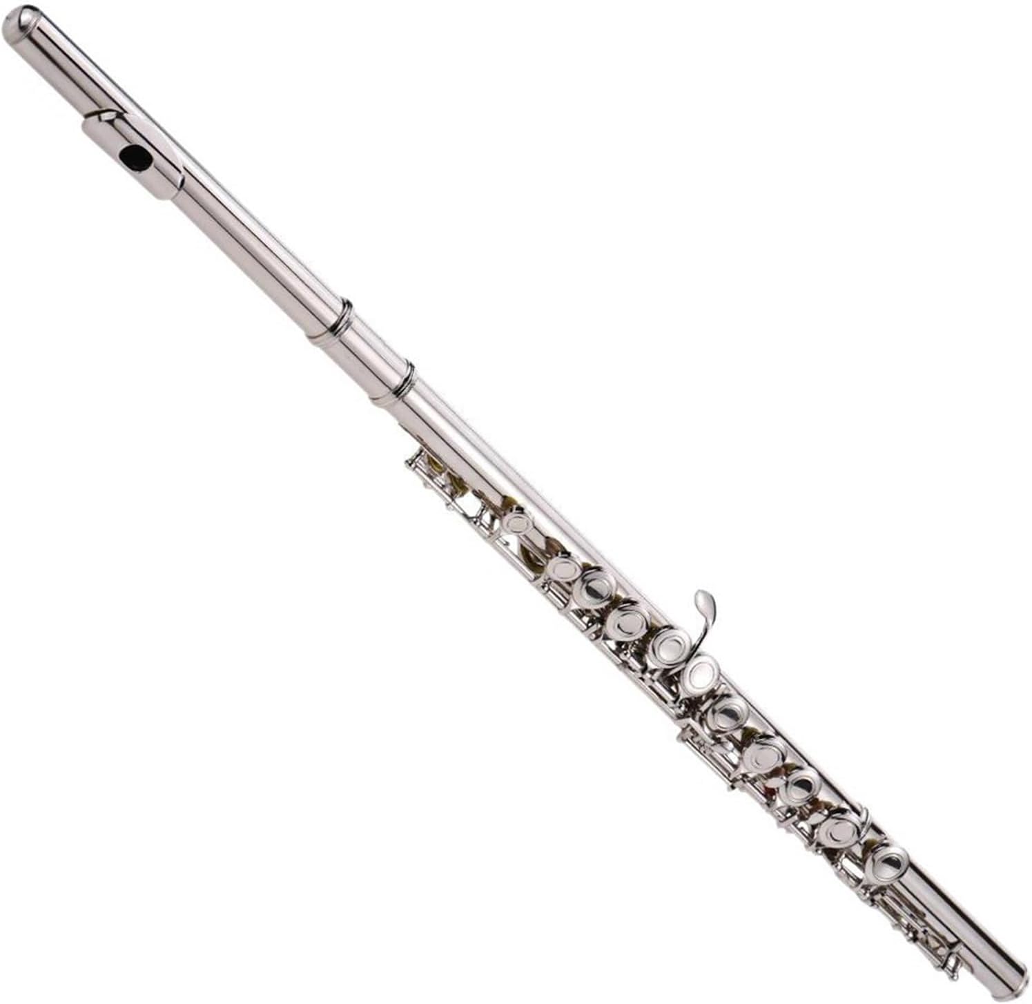 VBDEFRT Flute Nickel Plated 16 Holes C Key Cupronickel Woodwind Instrument Cloth Stick Gloves Padded Bag