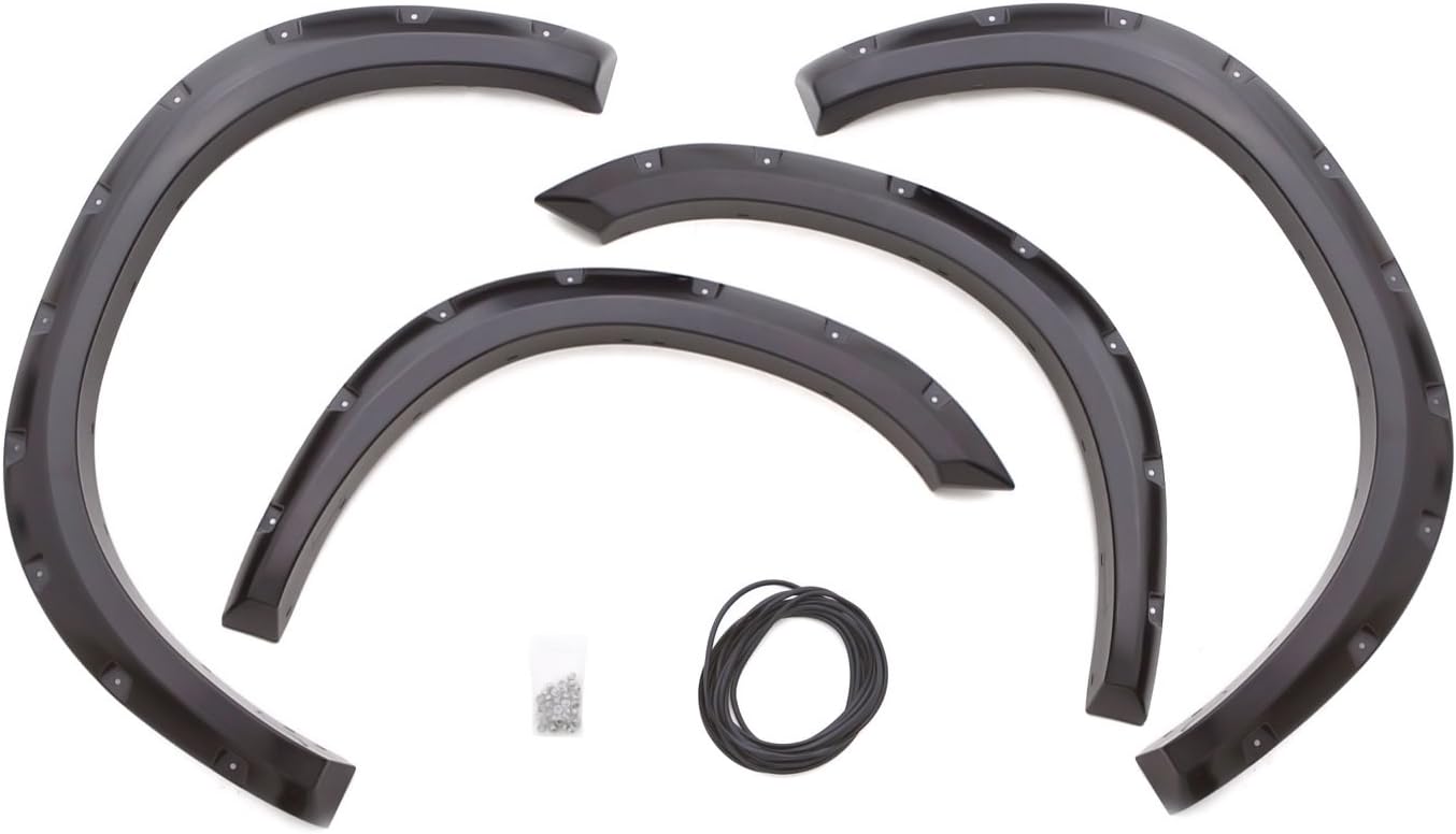 Lund RX202S Elite Series Black Rivet Style Standard Front and Rear Fender Flare - 4 Piece