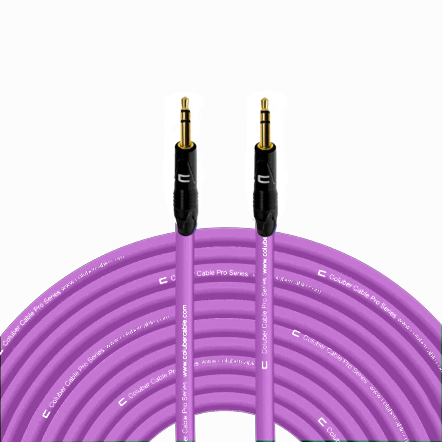 COLUBER CABLE 3.5 TRS Male TS to 3.5 TRS Male - 200 Feet - Purple - Pro 3-Pin Microphone Connector for Powered Speakers, Audio Interface or Mixer for Live Performance & Recording