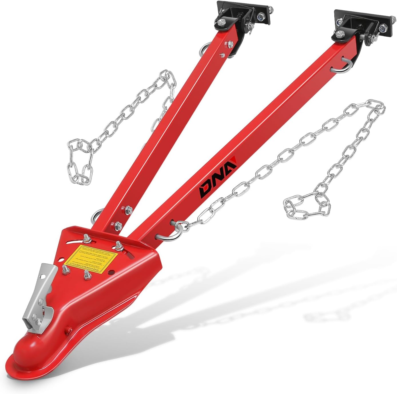 DNA Motoring Tow Bar 5000lbs Towing Capacity with Chains & 8 Flanged Locknut Universal Towing Bar Coupler Fits 2-Inch Ball Hitch 41-Inch Opening Width for RV Car Trailer Truck, TOOLS-00658