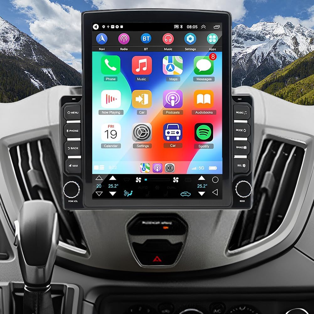 4+64G Car Stereo Fit for Ford Transit Custom 2013 2014 2015 2016 2017 2018 2019 with Wireless Carplay Android Auto Android 14 9.7