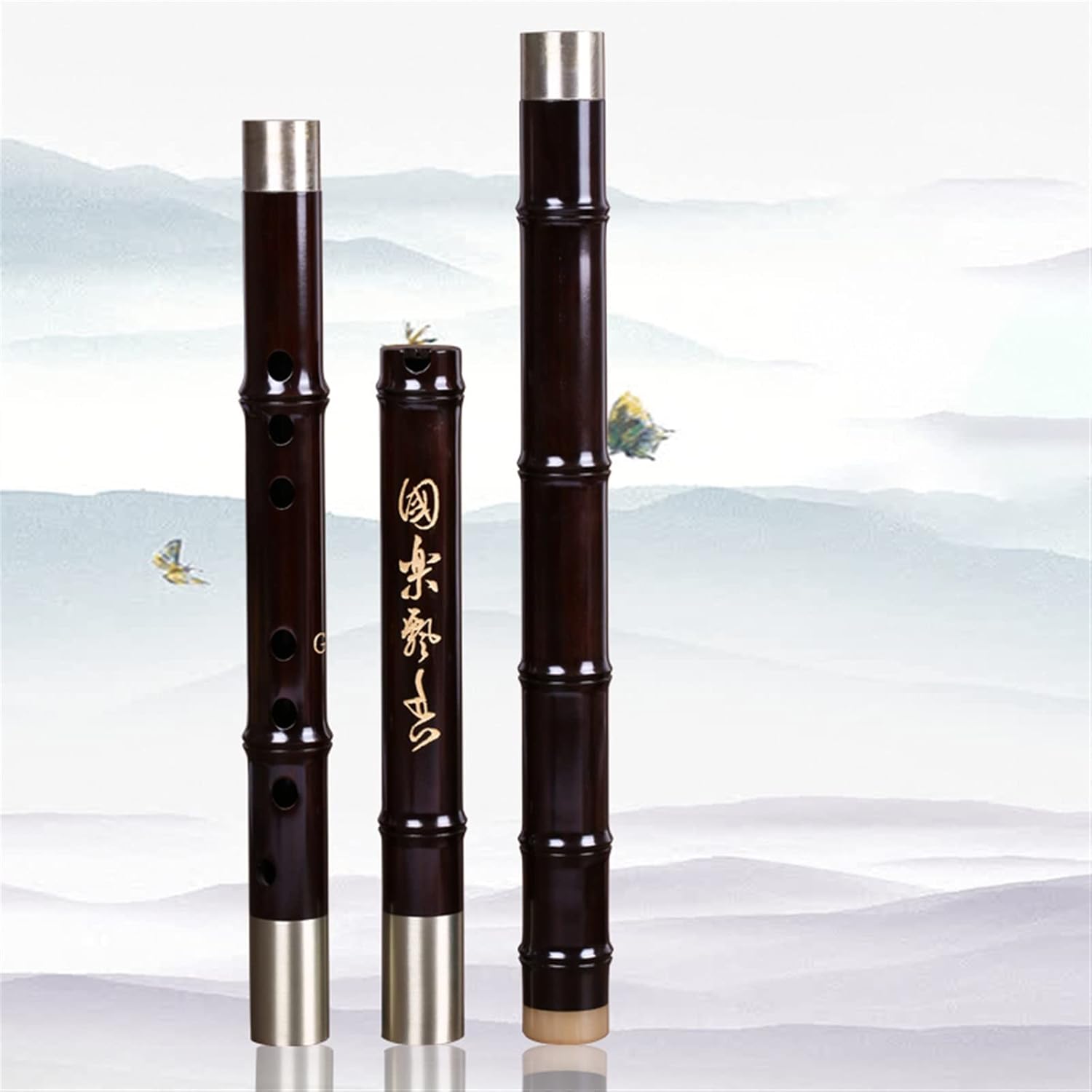 Chinese Bamboo Flute Mahogany Three-Section Hole Flute Professional Performance Type Flute Beginners Wind Instrument G/F Key (Color : G)