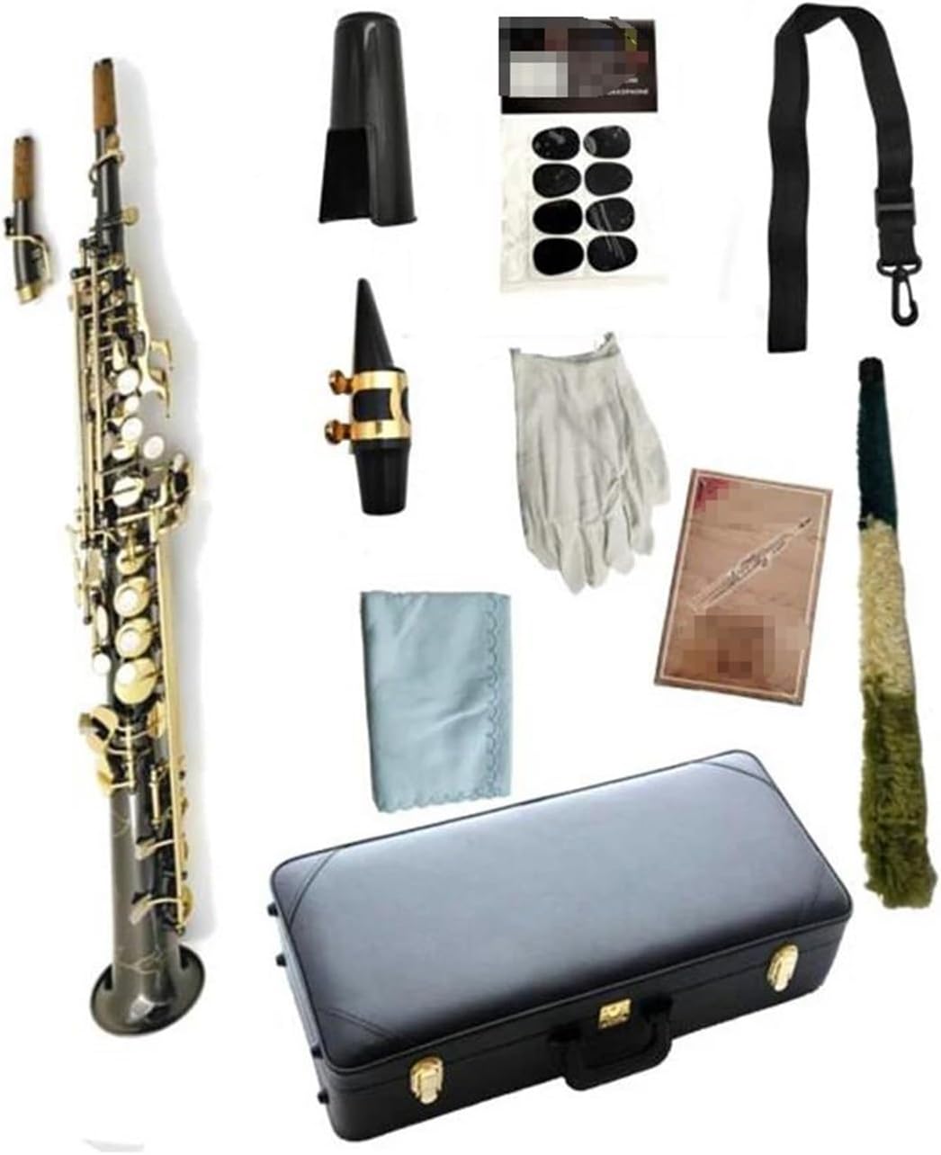 Treble Saxophone B Flat Black Nickel-Plated Woodwind Instrument With Gold Keys Case Mouthpiece (Color : Lavender)