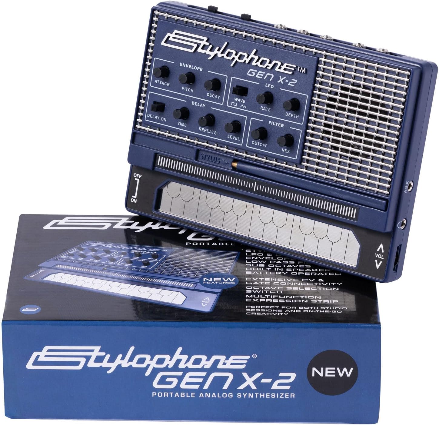 Stylophone GENX-2 Portable Analogue Synthesizer with Built-in Speaker, LFO, Filter, Analogue Delay and CV/Gate Output | Synthesizer Keyboard | Synth Musical Instrument