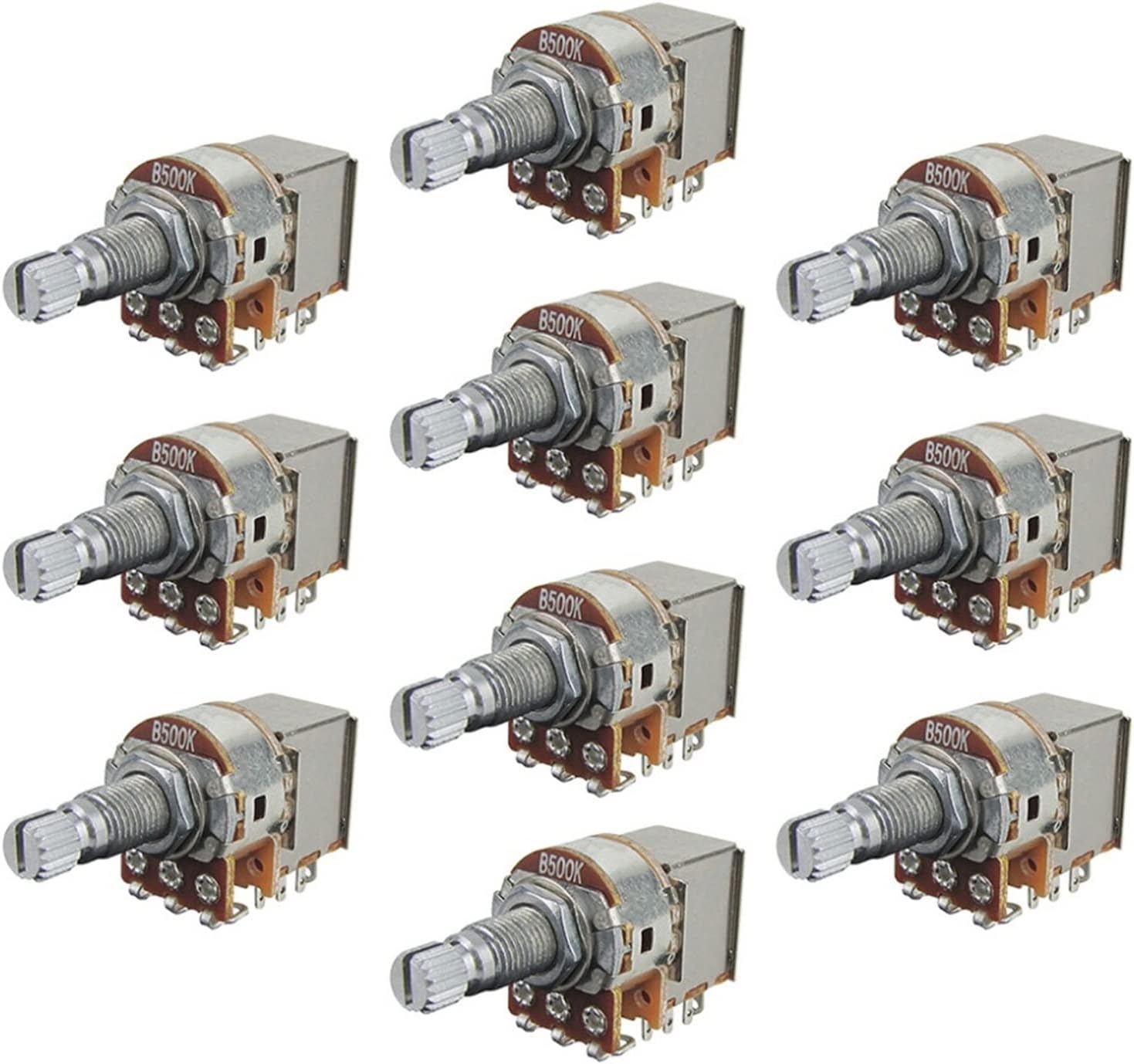 KESHUO 20pcs Push Pull Potentiometers B500K Linear Taper Long Split Shaft for Electric Bass Guitar Guitar Kit Accessories