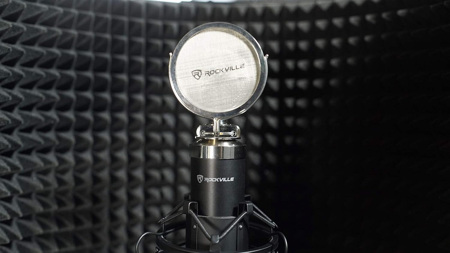 Rockville ROCK-U Mini Bundle: 2x2 USB Recording Interface 24 Bit 192kHz, RCM03 Condenser Microphone w/Shock Mount, PRO-M50 Studio Headphones, DMS40 40 in Boom Arm Stand for 1-Person Podcast, 4-Items