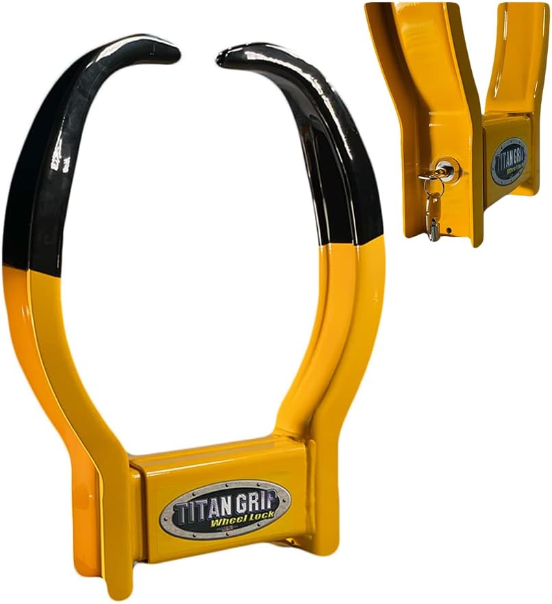 Wheel Lock-Heavy Duty Anti Theft Wheel Lock Clamp- Trailer Wheel Travel Security Lock Parking Boot- Truck SUV Car Motorcycle Van Camper Fit