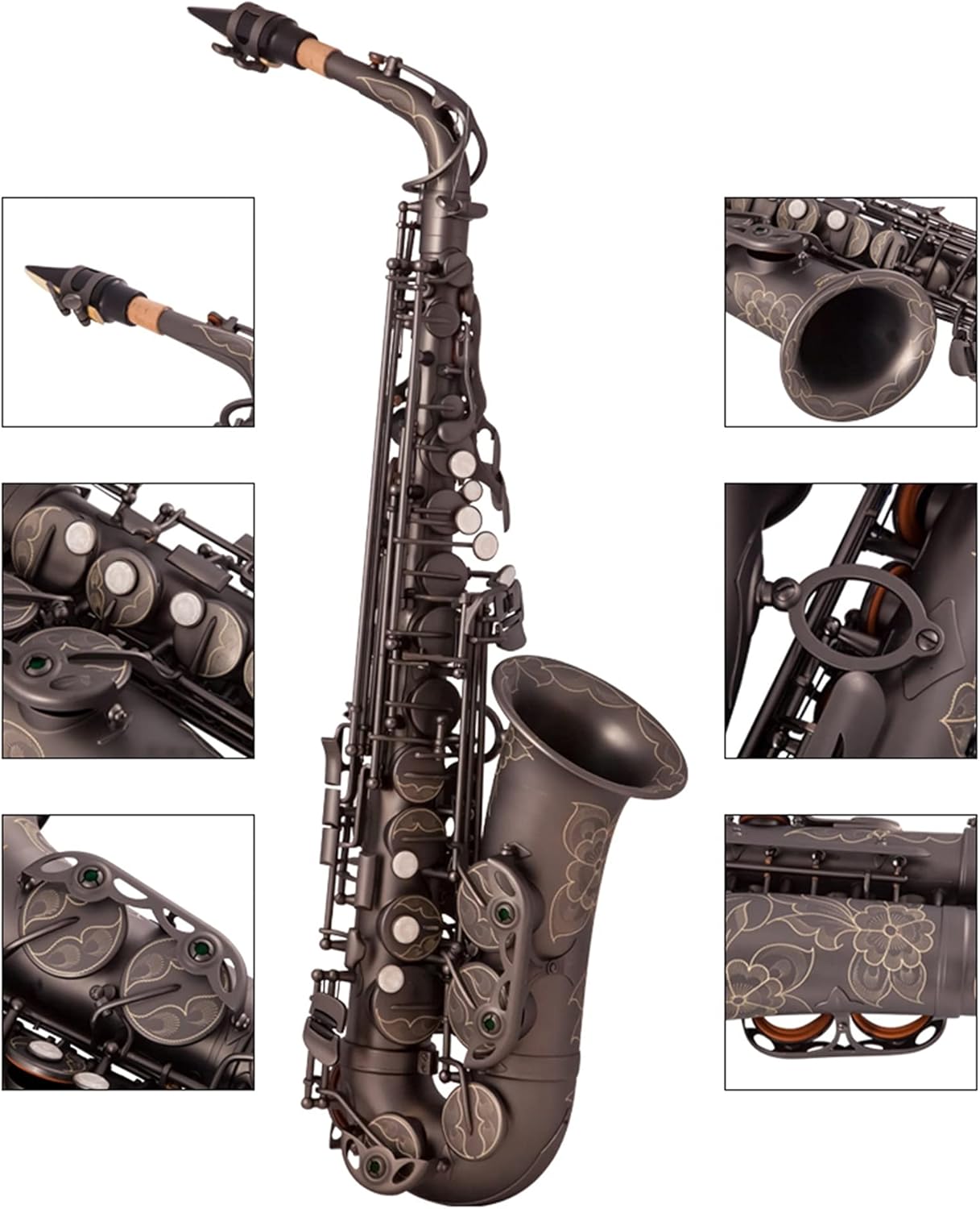 Professional Saxophone Black Nickel E Flat Sax Alto Saxophone Brass Lacquered Gold E Flat Sax 82Z Key Type Woodwind Instrument Brass Sax Beginners Kit