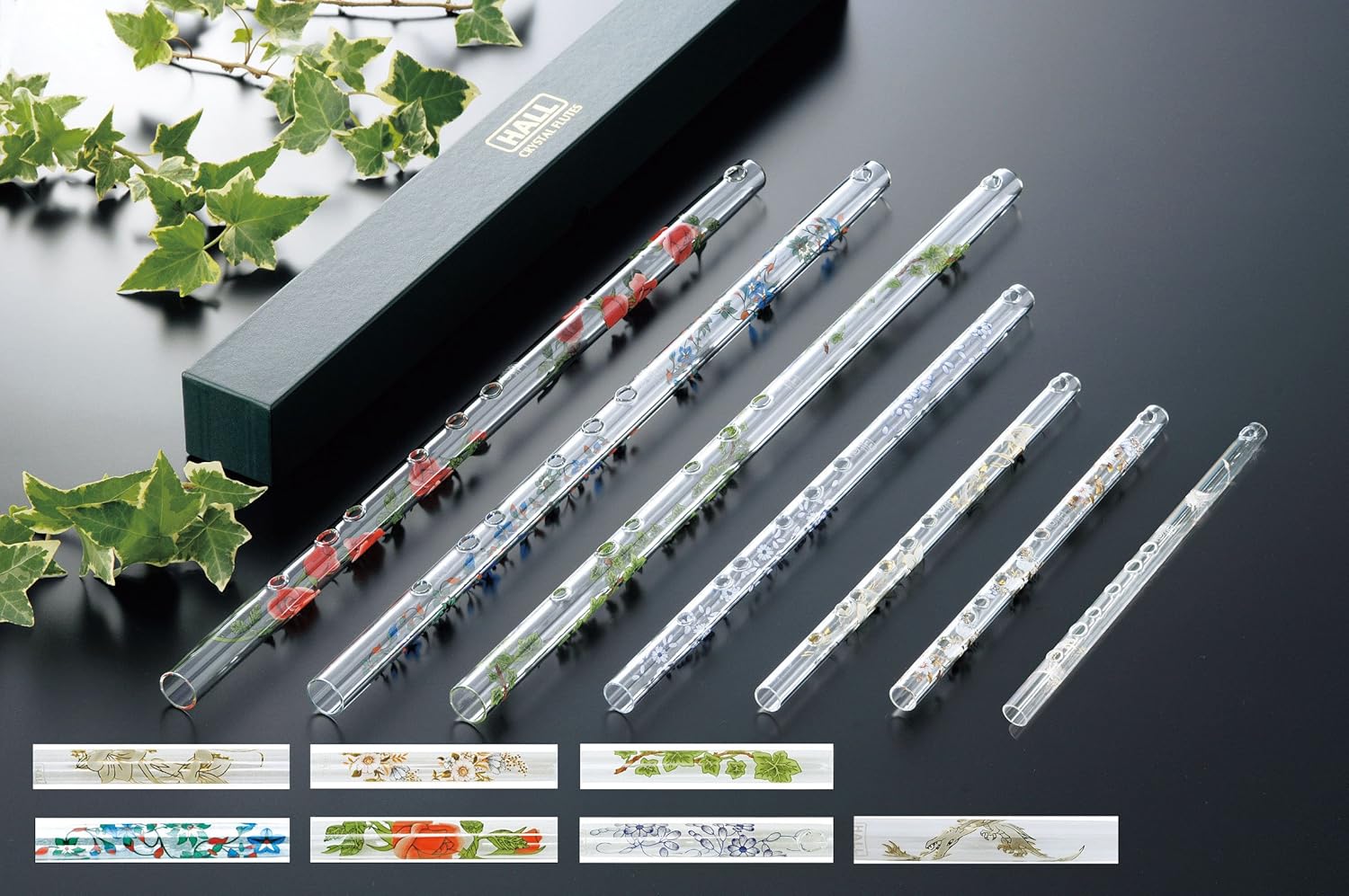 Hall Crystal Flute 12216 - Inline Glass Flute in D - Blue Delft